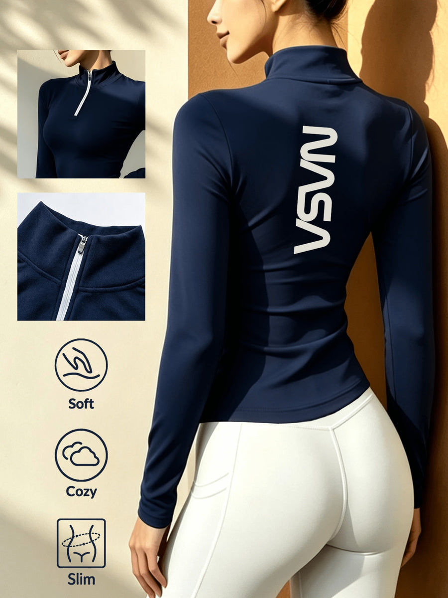 Women'S Soft Zipper Inner Top, Perfect for Cold Autumn And Winter Like Cycling, And Fitness - Royal Blue