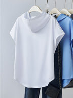 Hooded Tank Top, Loose Fit, Machine Washable, Suitable for Spring Summer Casual And Wear, Summer Casual Apparel, Hooded Wear, Comfortable Fabric - White