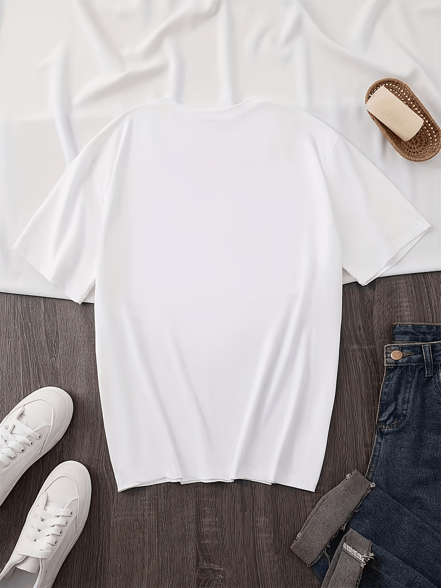Women'S Blended T-Shirt – Classic Fit, Soft And Breathable, Casual Wear, Timeless Round Neck Design, Versatile for Various Outfits, Stretchy And Comfortable, Machine Washable - White