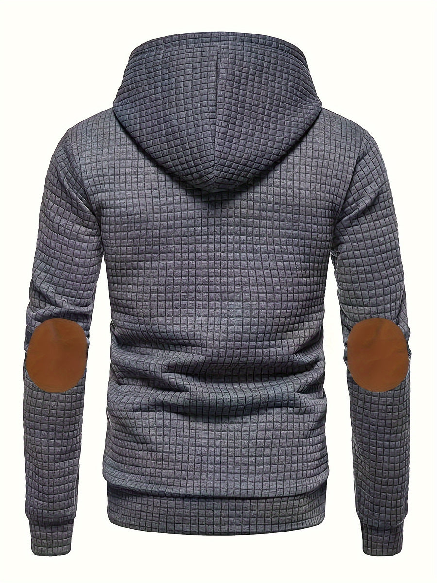 Pddzhaojun Small Checkered Three-Dimensional Hooded Sweatshirt, Autumn Essentials - Dark Gray