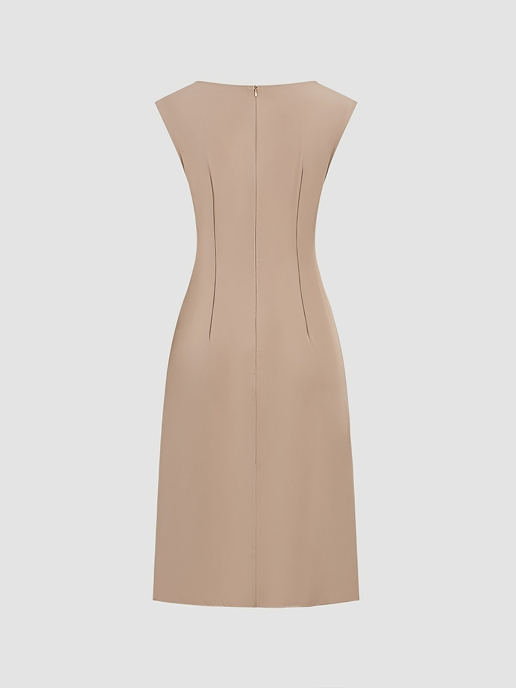 Spring-Summer Pleated Asymmetrical Elegant Design Women's Dress Gown - Khaki