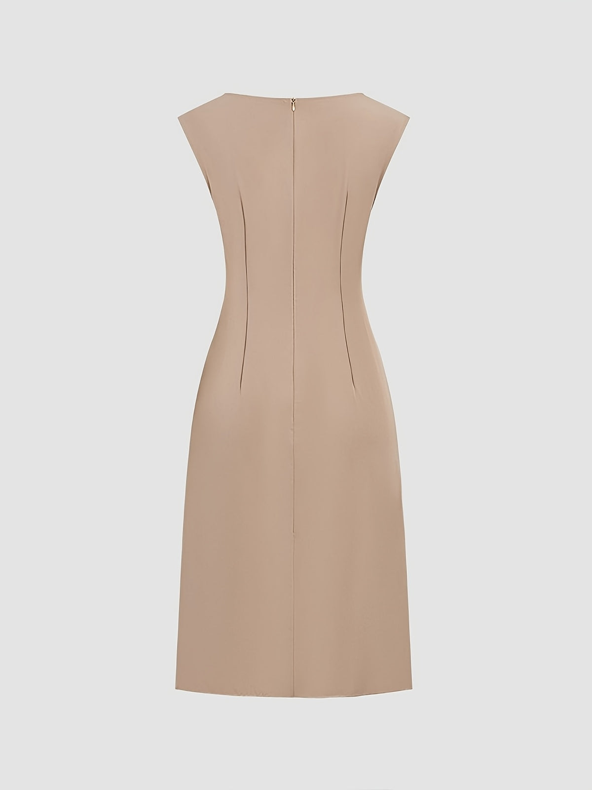 Spring-Summer Pleated Asymmetrical Elegant Design Women's Dress Gown - Khaki