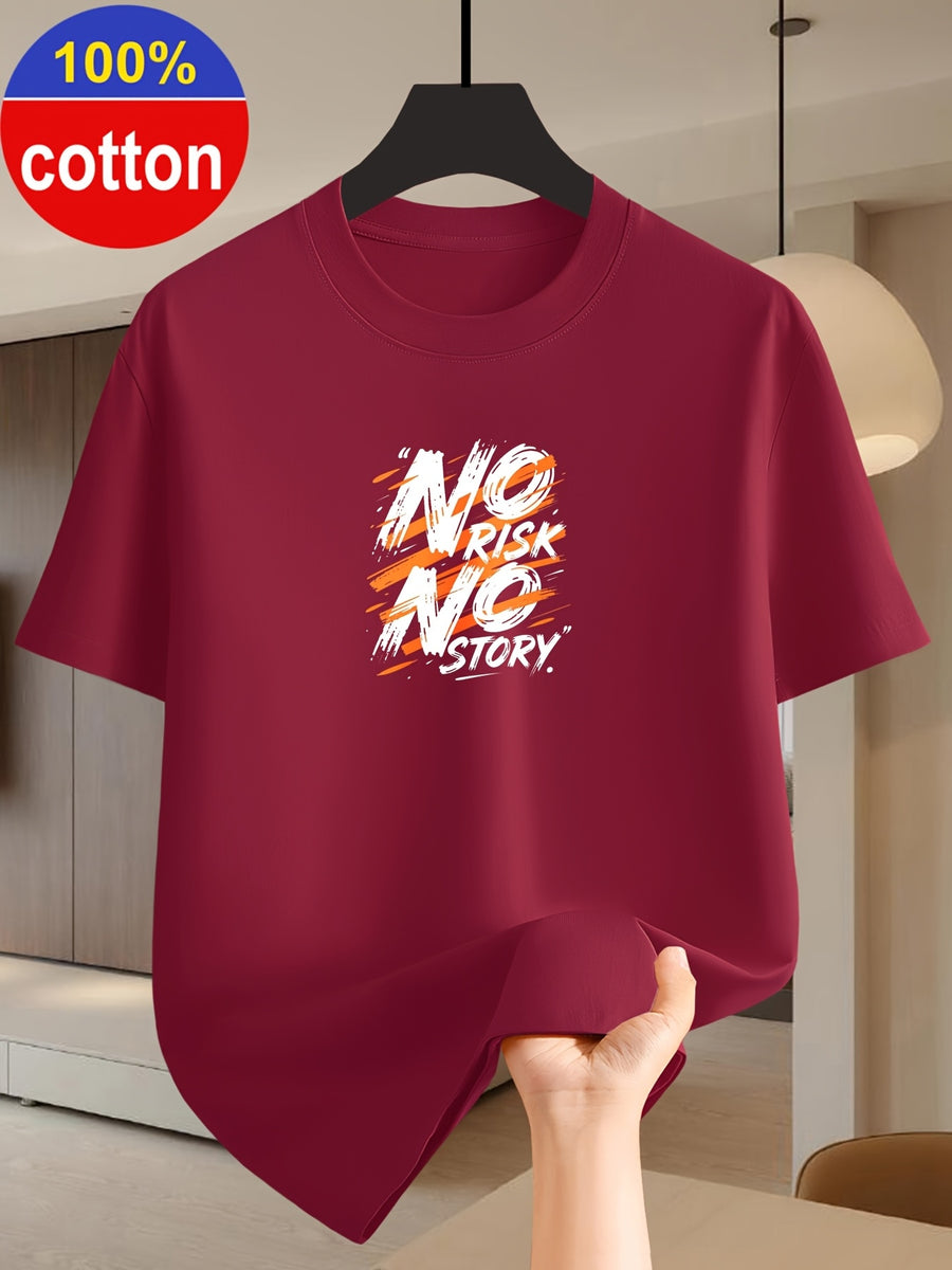100% Cotton Summer Round-neck Short-sleeve T-shirt, Made of Pure Cotton Fabric, Skin-friendly, Breathable, and Non-stuffy. A Basic Style Suitable for Daily Commutes and Casual Home Wear - Burgundy