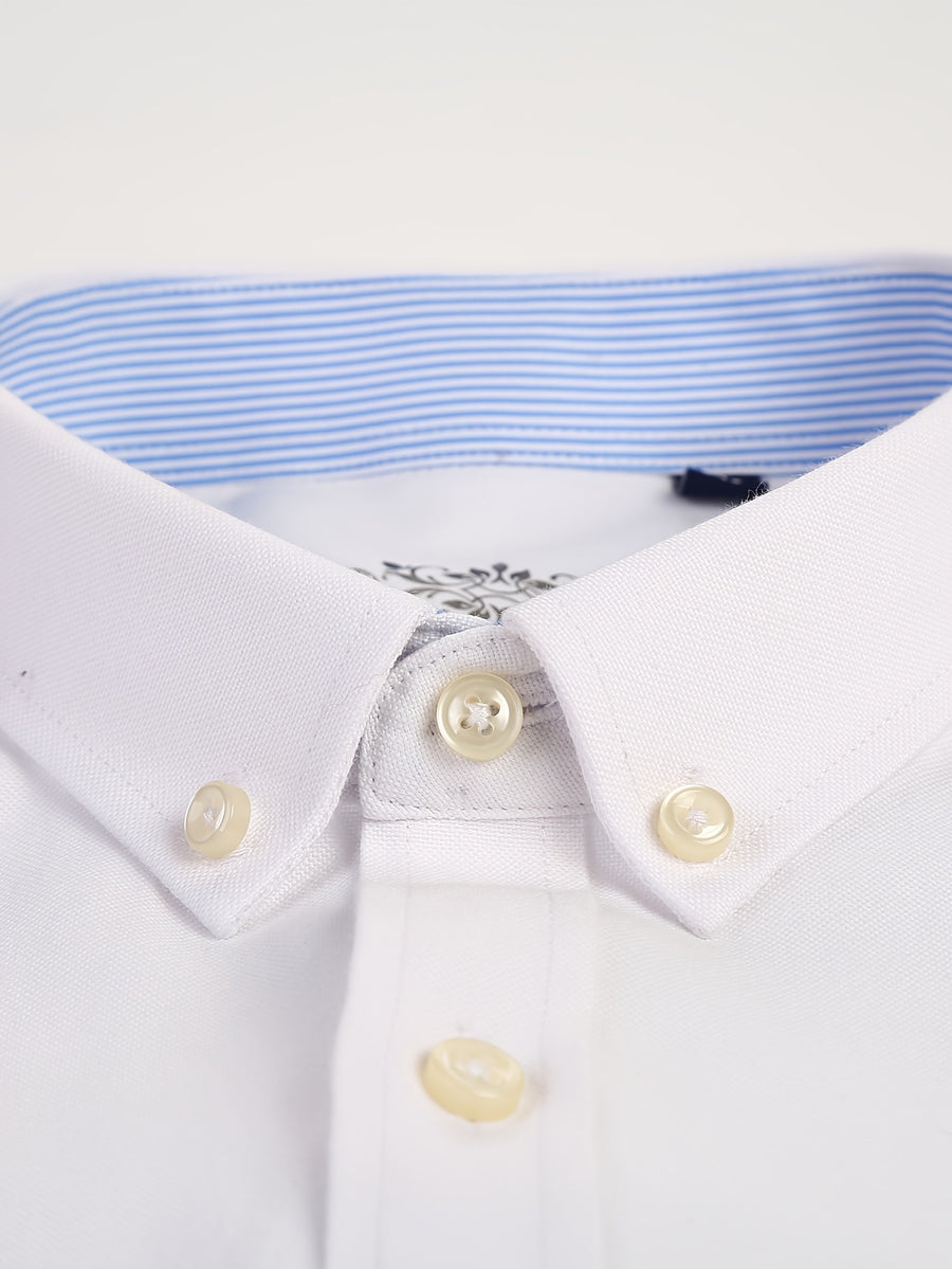 Men'S Long Sleeve 60 Oxford Dress Shirt, Casual - White