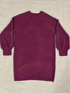 Women's Sweater Dress, Women's Long Sleeve Crew Neck Textured Knitted Dresss - Burgundy