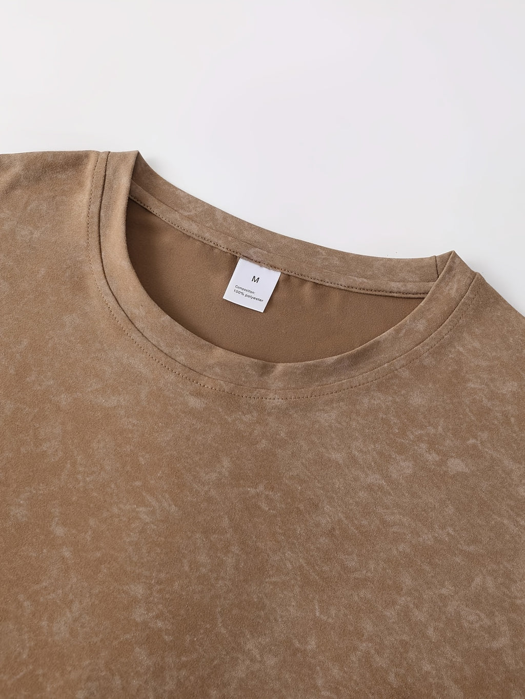 Men's Round-neck Graphic Print Short-sleeve T-shirt, Suitable for Summer Casual Sports - Coffee Brown
