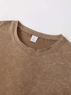 Men's Round-neck Graphic Print Short-sleeve T-shirt, Suitable for Summer Casual Sports - Coffee Brown