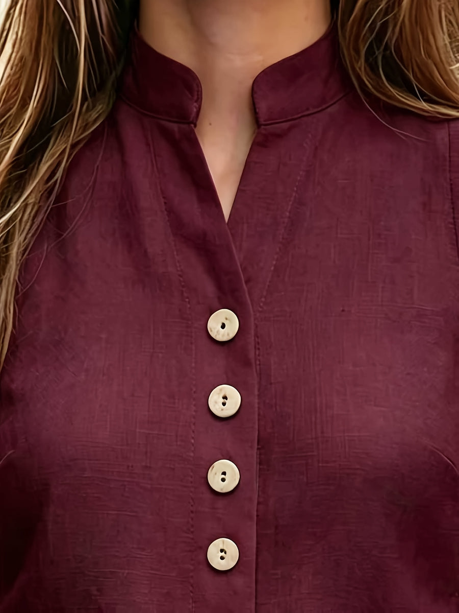 Women's Summer Solid Color V-Neck Sleeveless Casual Elegant High-Quality Shirt, Suitable for Occasions Such as Carnivals, Labor Day,, Travel, the Beach, and the Streets. Summer Top, Business Casual Women's Top, Vest Top for Women, Latest Women's Top - Burgundy
