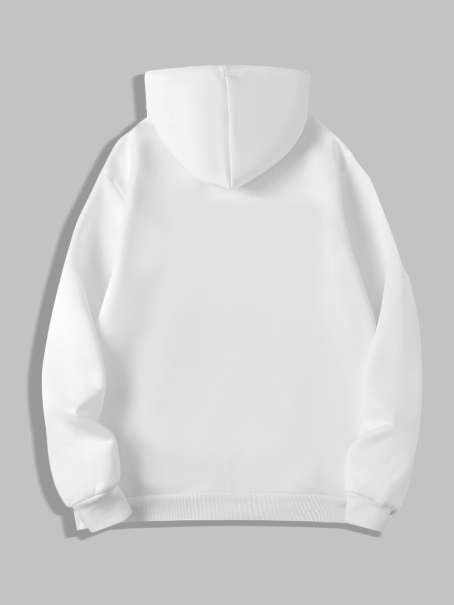 Black Metal Thorns Print Zipper Hooded Cardigan Sweatshirt - White