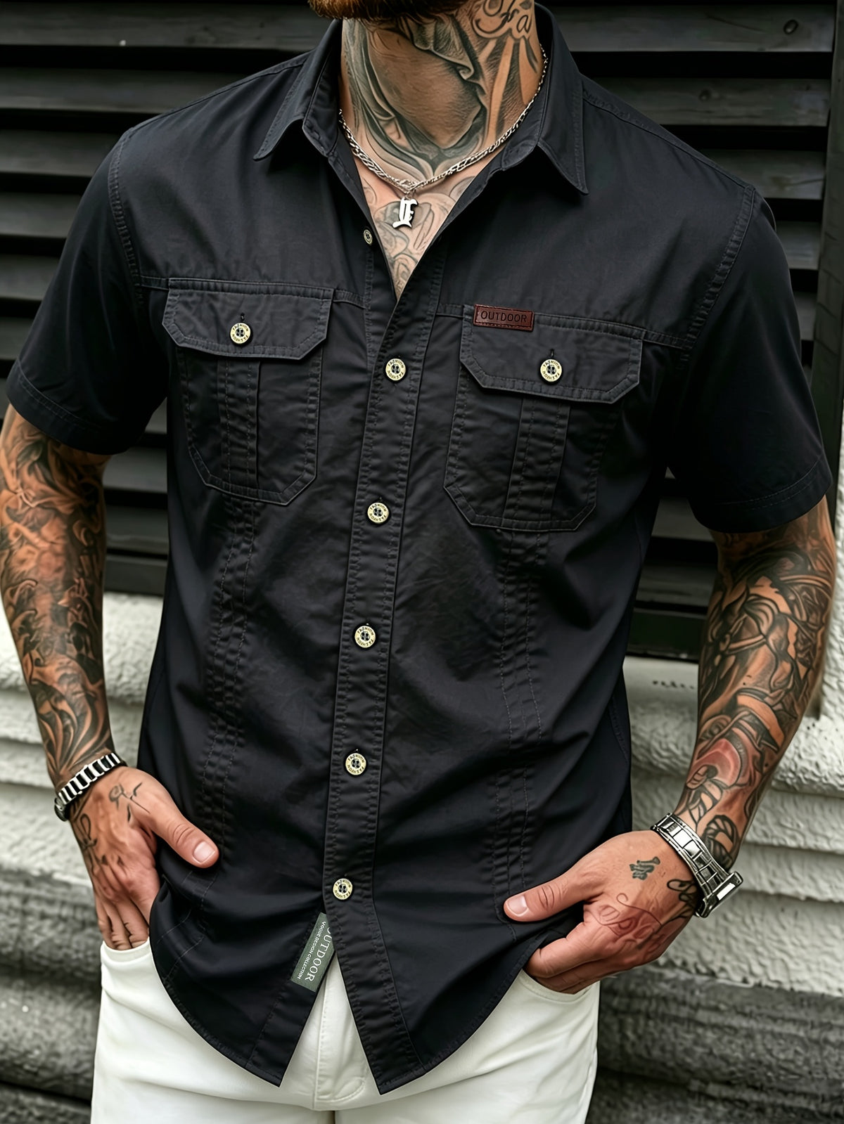 Men'S Summer Cool Shirt Top - Casual, Versatile, Sweat-Absorbent And Quick-Dry Short Sleeve Shirt. Fashionable And Trendy Men'S Clothing. Suitable for Daily Workwear, Outings, Shopping, Vacations, And Leisure Activities - Black