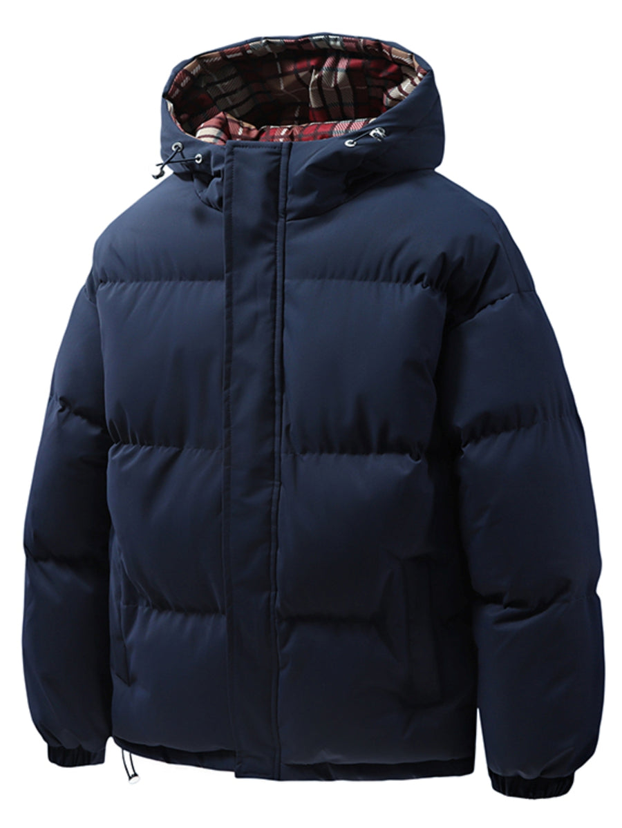 Spring And Autumn Men'S Jacket 2026 New Men'S Solid Color Cargo Coat Multi-Color Warm Thick Daily Outing All-Match Jacket - Navy