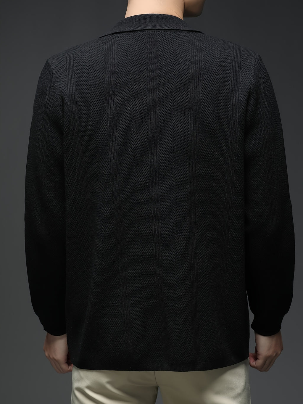 [Wading Whale OBM] Spring/Summer New Men'S Knit Cardigan, Old Money Style Solid Color V-Neck Long Sleeve Open Front Sweater Jacket with Single Button Closure And Side Pockets, Suitable for Spring And Autumn Layering Or Outerwear - Black