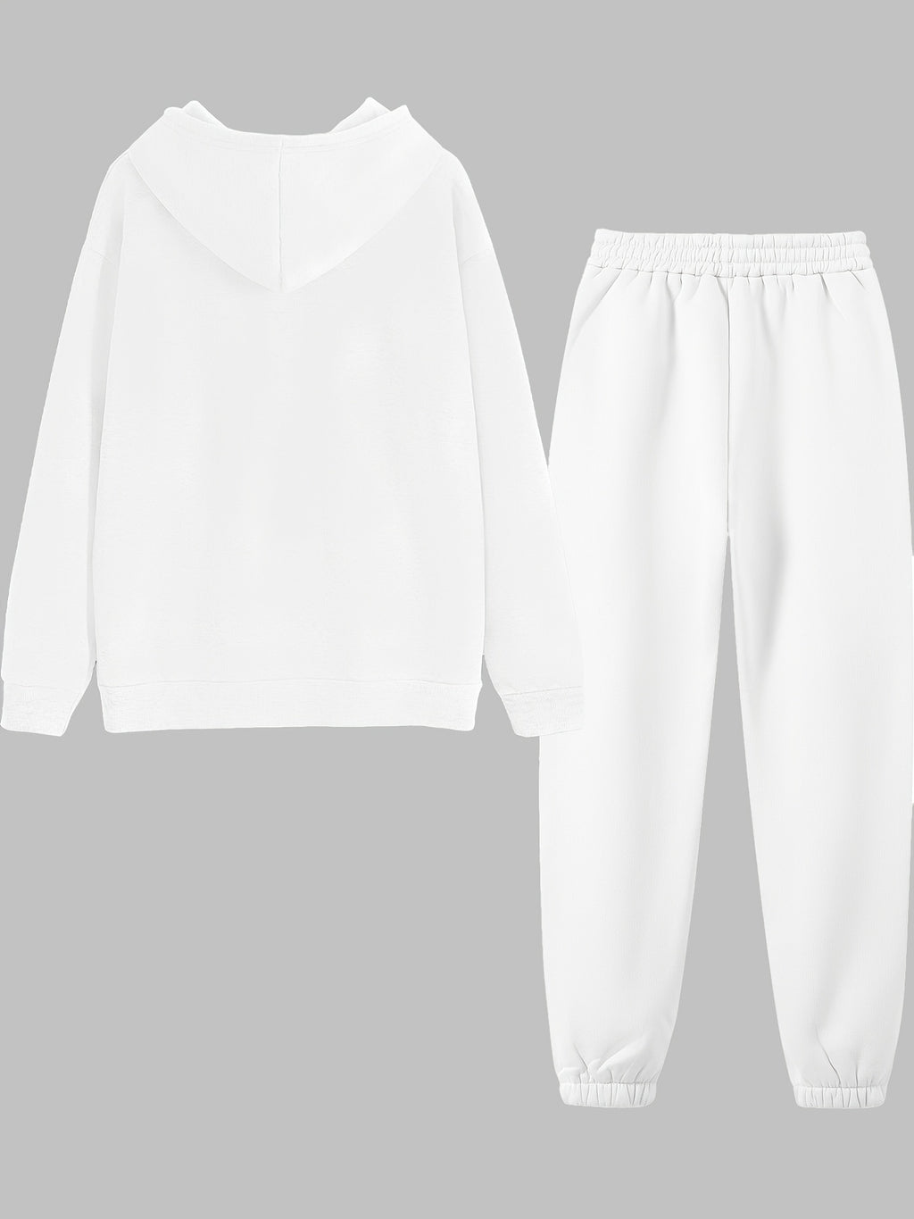 Graphic Print Two-Piece Set, Crew Neck Sweatshirt And Pants, Women'S Clothing - White 1