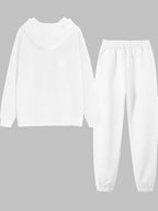 Graphic Print Two-Piece Set, Crew Neck Sweatshirt And Pants, Women'S Clothing - White 1