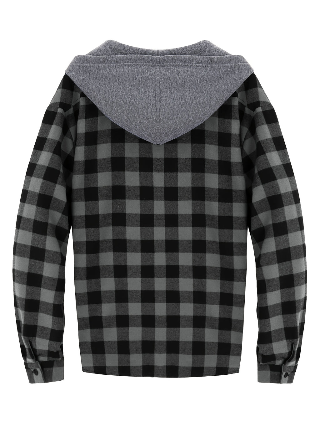 Men's Fashion Hooded Plaid Trendy Shirt Hooded Plaid Sweatshirt, Autumn/Winter Essentials, New Season - Dark Gray
