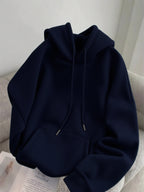 Chicago Back Print + Arm Graphic Design Men's Hooded Sweatshirt for Autumn/Winter, Casual Trendy Street Style Comfortable Fabric - Navy Color
