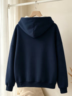 Women's -Lined Thermal Printed Hooded Sweatshirt, Heavyweight Thickened Warm Skin-Friendly Plush Lining, Peeking Little Black Cat Print, for,, Office Workers, Home, Strolling, Shopping, Outings, Gentle, Casual, Versatile, Cold-Proof and Warm Hoodie - Royal Blue