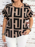 Women'S Stylish Geometric Round-Neck Shirt - Mixed colors