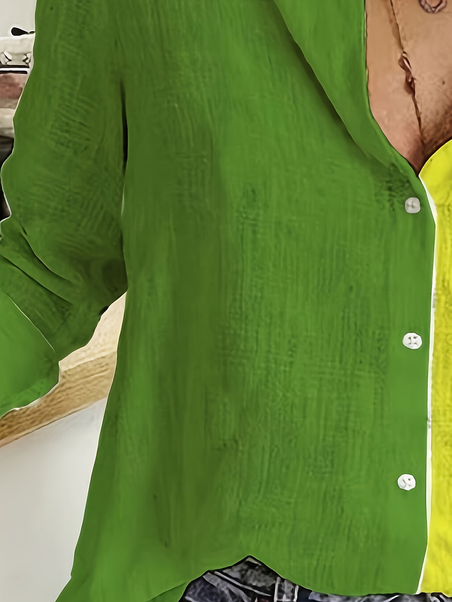 Elegant Women's Color-Block Shirt - Mixed colors