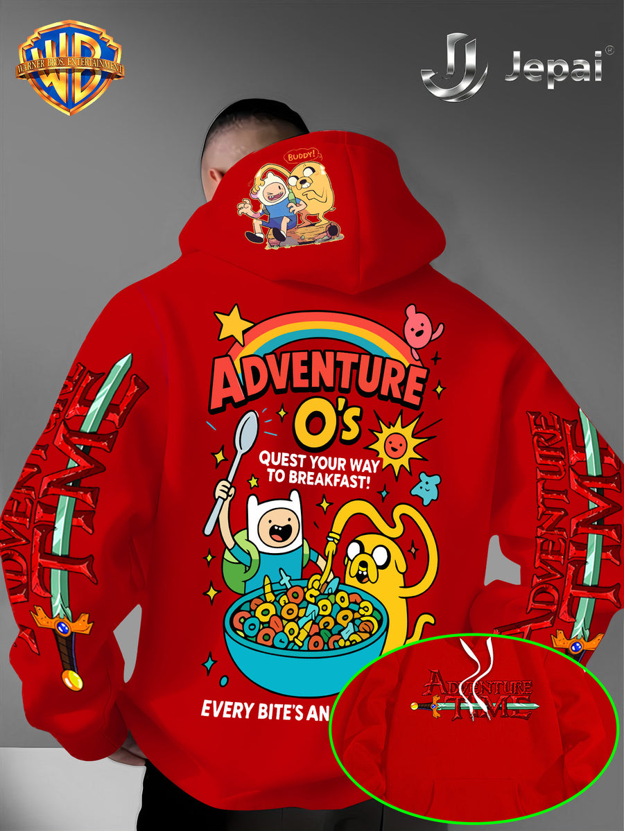 Official Warner Bros., Trendy Cool American Street Style Classic Character Theme Print Hoodie, American Street Style Unisex Long Sleeve Top, Suitable for Daily And Outdoor Activities, Ideal Warm Outerwear Choice for Autumn And Winter! - Red