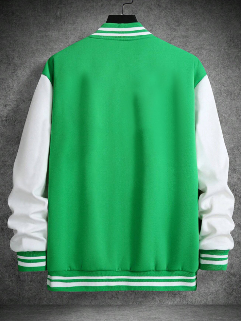 Men's Essential New Baseball Jacket: Color-Block Varsity Style New York Los Angeles Series Printed Jacket - Polyester, Baseball Collar, Pockets - 8 Colors Available for All Seasons, Versatile Fashion for Parties, Outings, and Outdoor Sports - Green