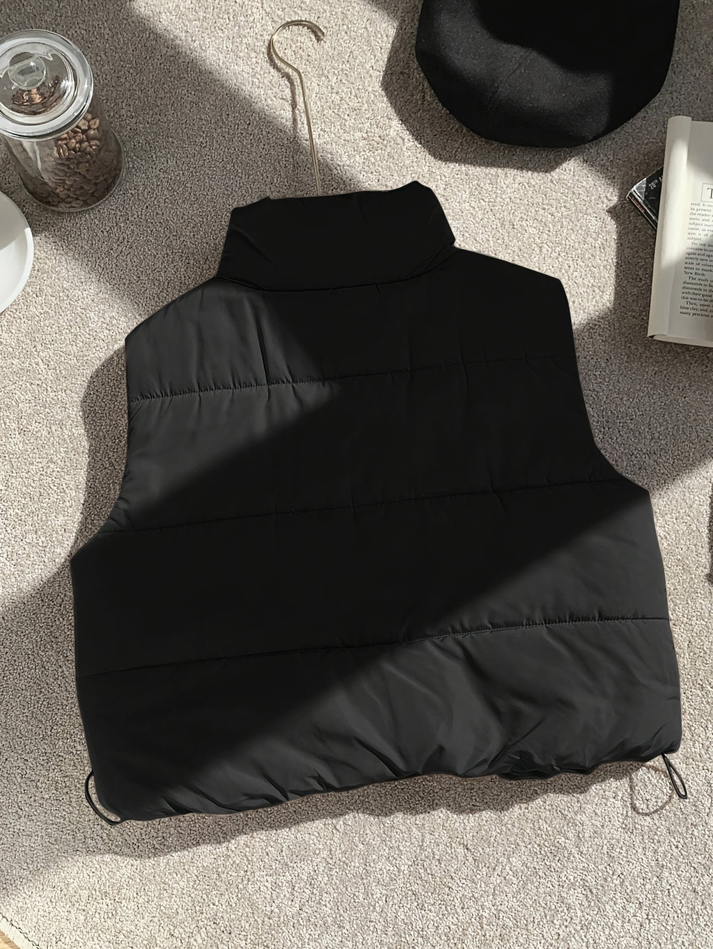 Women's Casual Vest Winter Jacket Zipper Autumn/Winter Vest Outerwear - Black