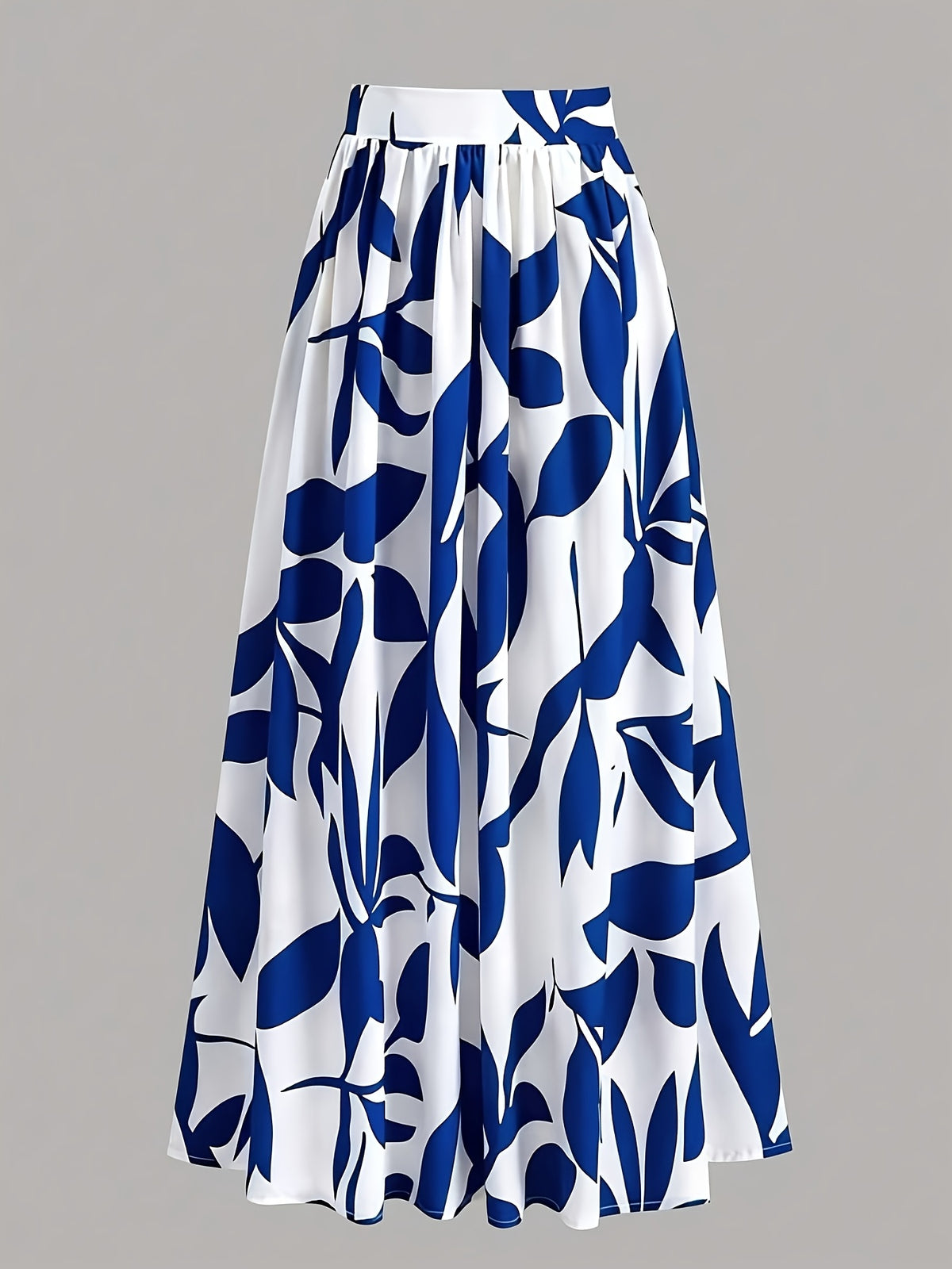New Spring/Summer/Autumn Women's Printed High-Waist A-Line Skirt, Summer Vacation Dress - Blue