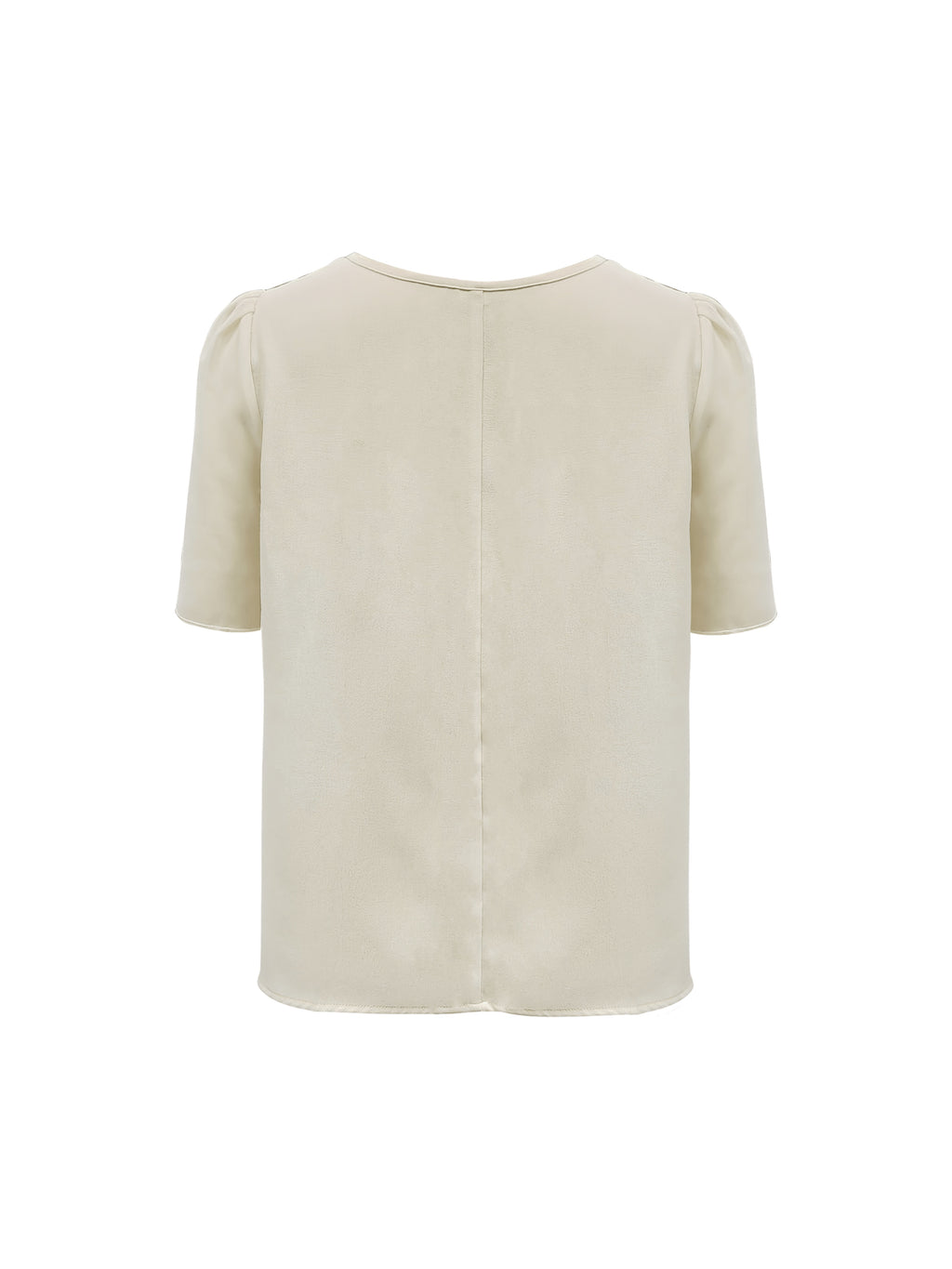 Women'S Summer New Arrival, Elegant Solid Color Puff Sleeve Patchwork Round Neck Blouse, Suitable for Office, Business Commute, Meetings, Casual Outings - Apricot