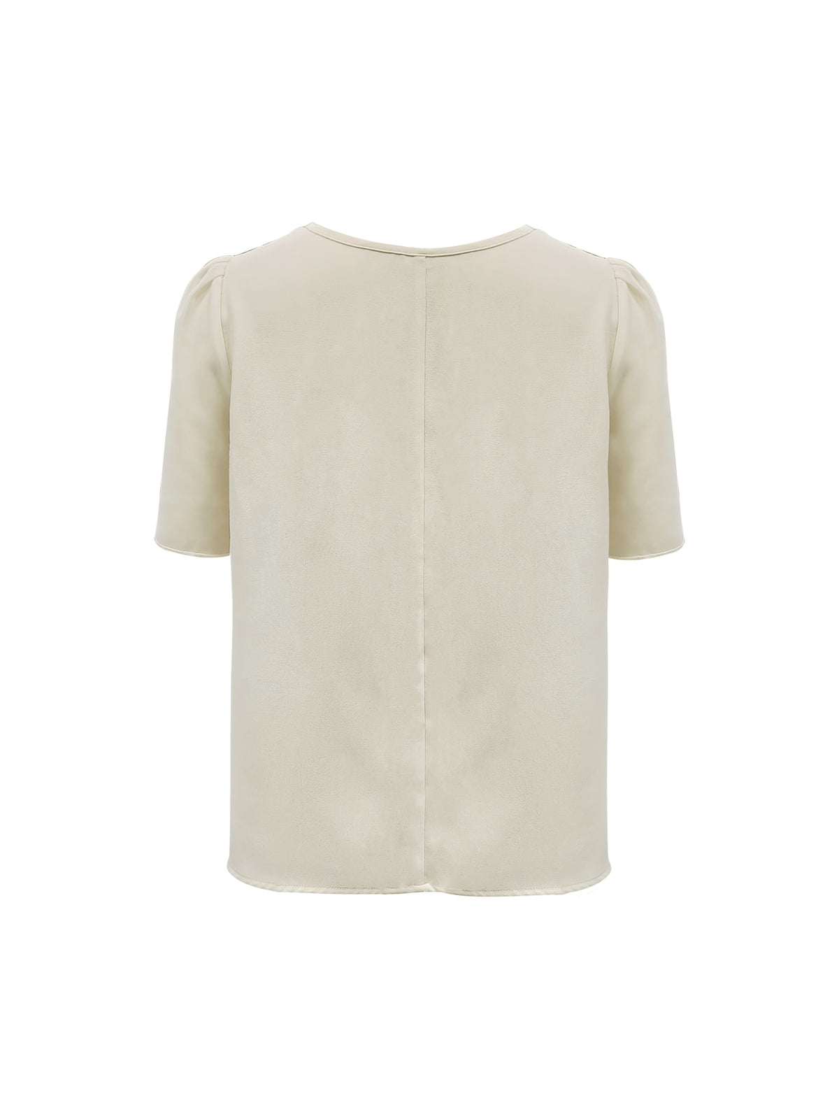 Women'S Summer New Arrival, Elegant Solid Color Puff Sleeve Patchwork Round Neck Blouse, Suitable for Office, Business Commute, Meetings, Casual Outings - Apricot