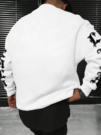 Los Angeles LA All-Over Print Gothic Crewneck Sweatshirt" – A Street-style City-inspired Top! A Must-have for Los Angeles Culture Enthusiasts, Perfect for Trendy Outings and Urban-themed Social Events - White