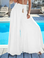 Directional Style And Women'S Elegant Bottoms Loose Olivia Mark - Wide Leg Flare Pants, Elegant Vacation All-Match Style, Elastic Waist - White
