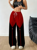 Printed Design - Not Textured Women's Printed Casual Long Pants, Diamond Zipper Print Pants,  Trendy Style, Versatile for Daily Commuting, Shopping, and Casual Outings, Product Does Not Include Accessories - Mixed colors