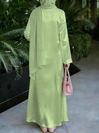 Women's Middle Eastern Style Muslim Elegant Robe Dress, Suitable for Malaysia, Conservative Long Dress for Saudi Arabia, Loose Fit with Long Sleeves and Wide Hem, for Prayer, Gatherings, and Daily Outings, Smooth and Breathable Non-Embroidered - Mixed colors
