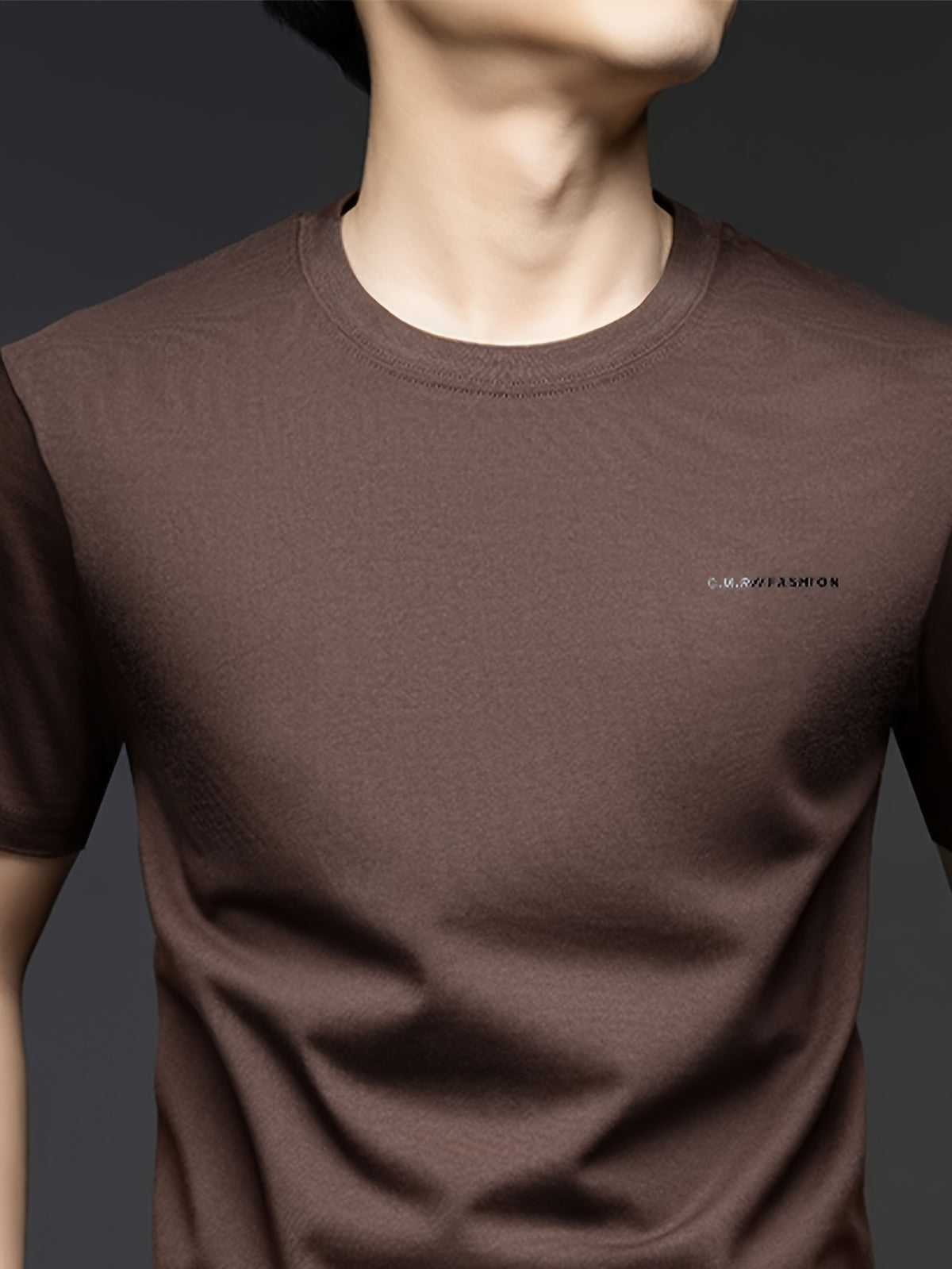Summer Men'S Short Sleeve T-Shirt, Minimalist Style, Soft And Skin-Friendly Feel, Good Drape And Non-Sheer, Comfortable And Textured, Suitable for Daily Casual/Commuting And Travel - Coffee Brown