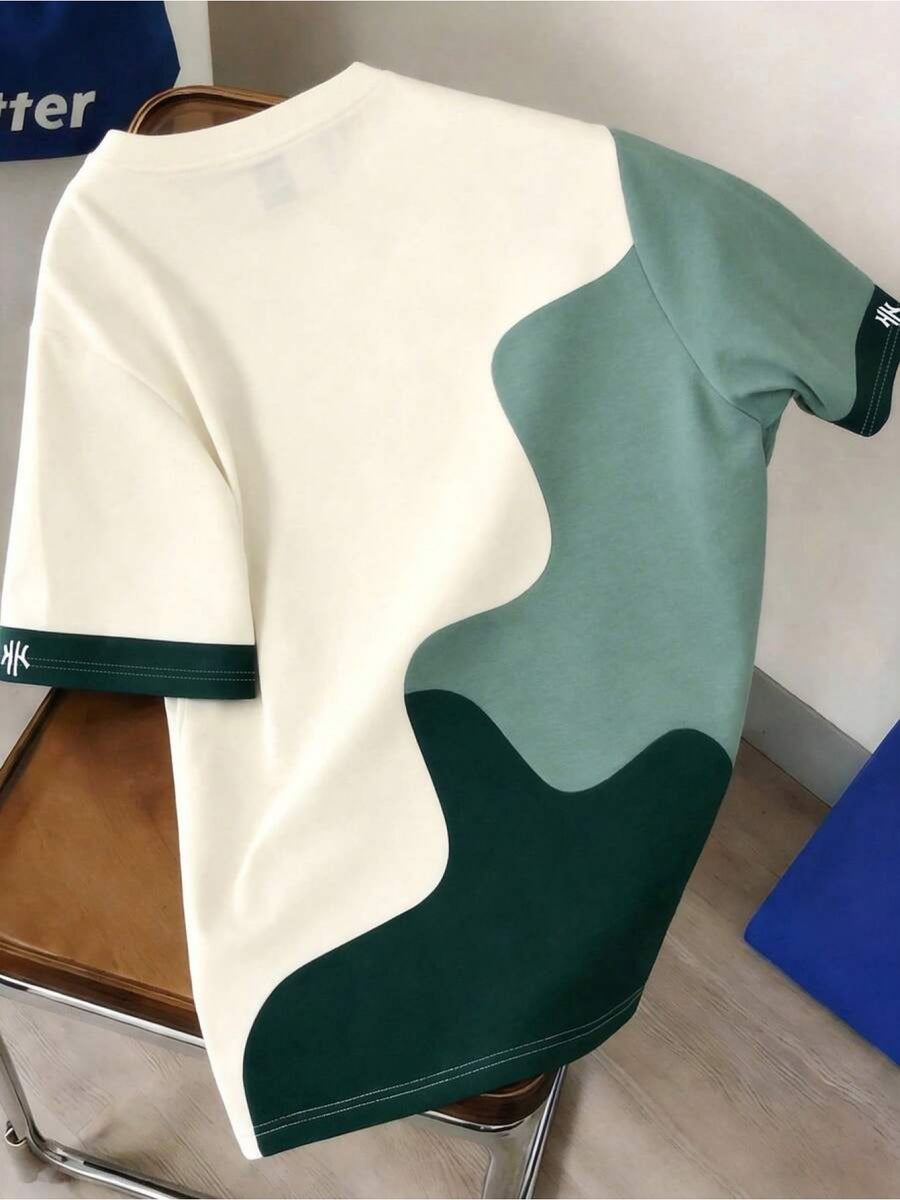 Printed Design-Not Textured] 2026 Summer New Men's Short Sleeve T-Shirt Men's Color-Block Round Neck Casual Short Sleeve T-Shirt - Mixed colors