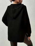 Women'S Solid-Color Elegant And Fashionable Hooded Top - Black