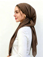 1pc Women's Arabic Turban Headscarf - Soft Instant Wrap Hat, Solid Color Suitable for All Daily Wear, Conservative Muslim Head Cover for Spring/Autumn, Hand Washable Traditional Robe Accessory - Dark Brown