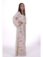 Middle East Women's New Traditional Style Dress Kaftan Robe Jalabiya Festival Evening Gown Abayas Suitable for Holiday Party Wear Women's Evening Dress, Casual Dress with belt - Beige