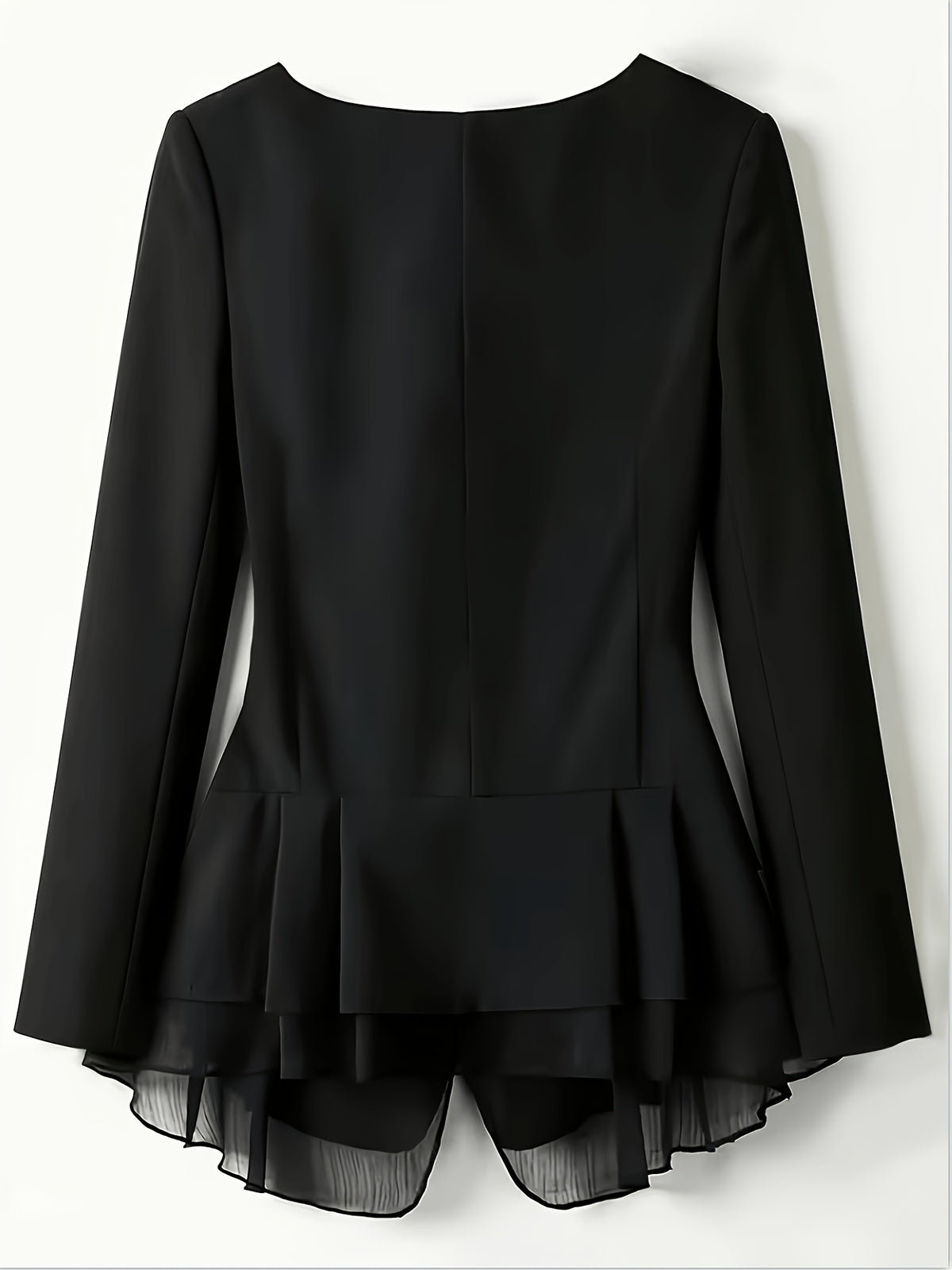 Women's Blazer, Ladies' Top, Long Sleeve, Suitable for Commuting and Office Wear, Patchwork Yarn Design, 2026 New Solid Color Jacket, Spring, Summer, Autumn Wear, Essential Wardrobe Item for All Seasons, Teacher Uniform, Mom Uniform - Black