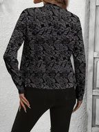 Vintage Print Casual Long-Sleeve Open-Front Blazer - Black