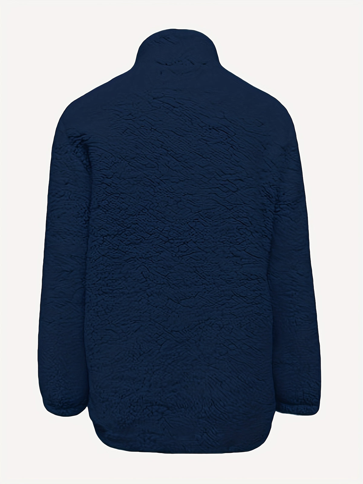 Women'S Faux Small Stand Collar Thick Jacket Coat - Navy Color