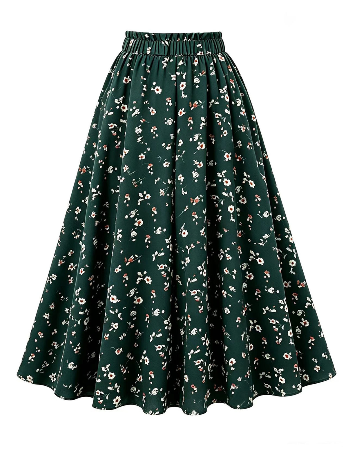 Leopard Print High-Waist Flared Midi Skirt Women'S Elastic Waist Bow Tie A-Line Swing Skirt Casual Daily Party Streetwear Long Skirts - Dark Green