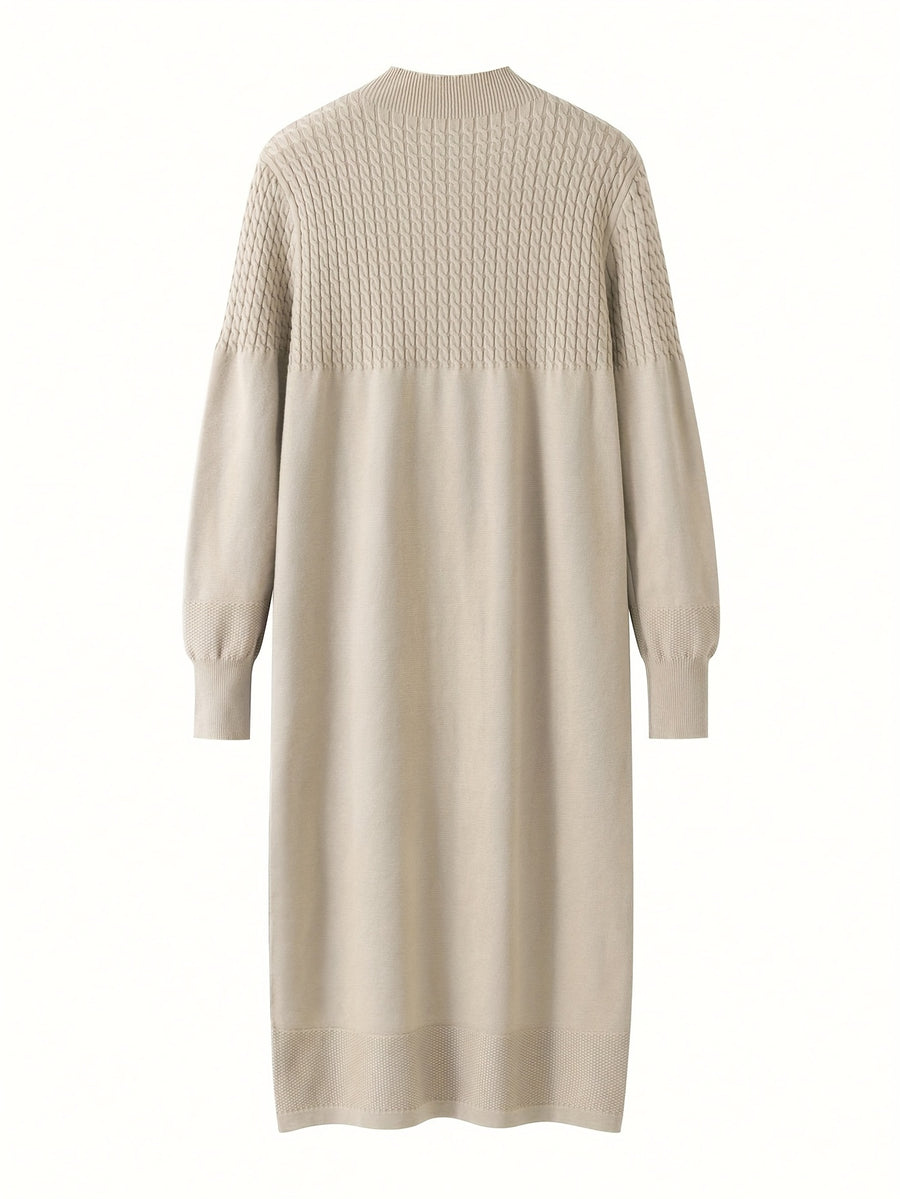 Autumn Winter Fashion Women Sweater Dress Casual Long Sleeves Dresses - Apricot
