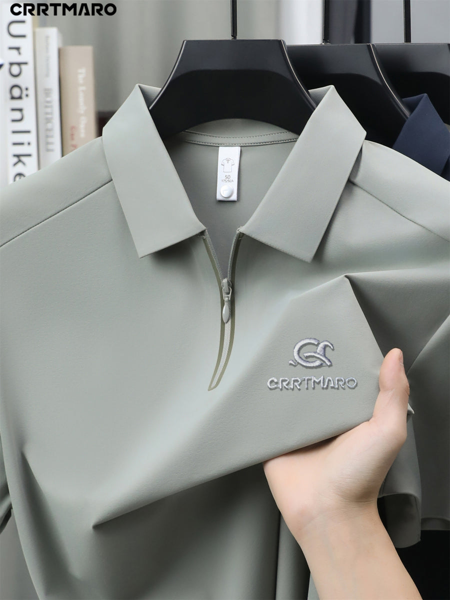 Katemar CRRTMARO New Summer Men's Short Sleeve Polo Shirt, Lapel Simple Business Casual High-End Breathable Half-Sleeve T-Shirt, Men's Apparel JX - Light Green