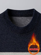 Minimalist Urban -Lined Crewneck Knit Sweater for Warm Daily Commuting - Shangqing