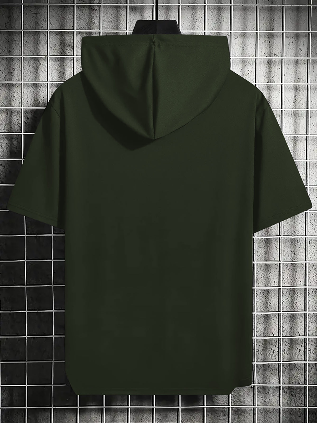 Men's Hooded T-Shirt, Coconut Tree Sunset Print Hoodie, Vacation Casual Style, Summer Outfit, Casual Short-Sleeve Hooded T-Shirt, Summer Outdoor Casual Short-Sleeve, Vintage Fashion Trend, Spring-Summer Vacation Outdoor Wear, Suitable for Parties - Army Green
