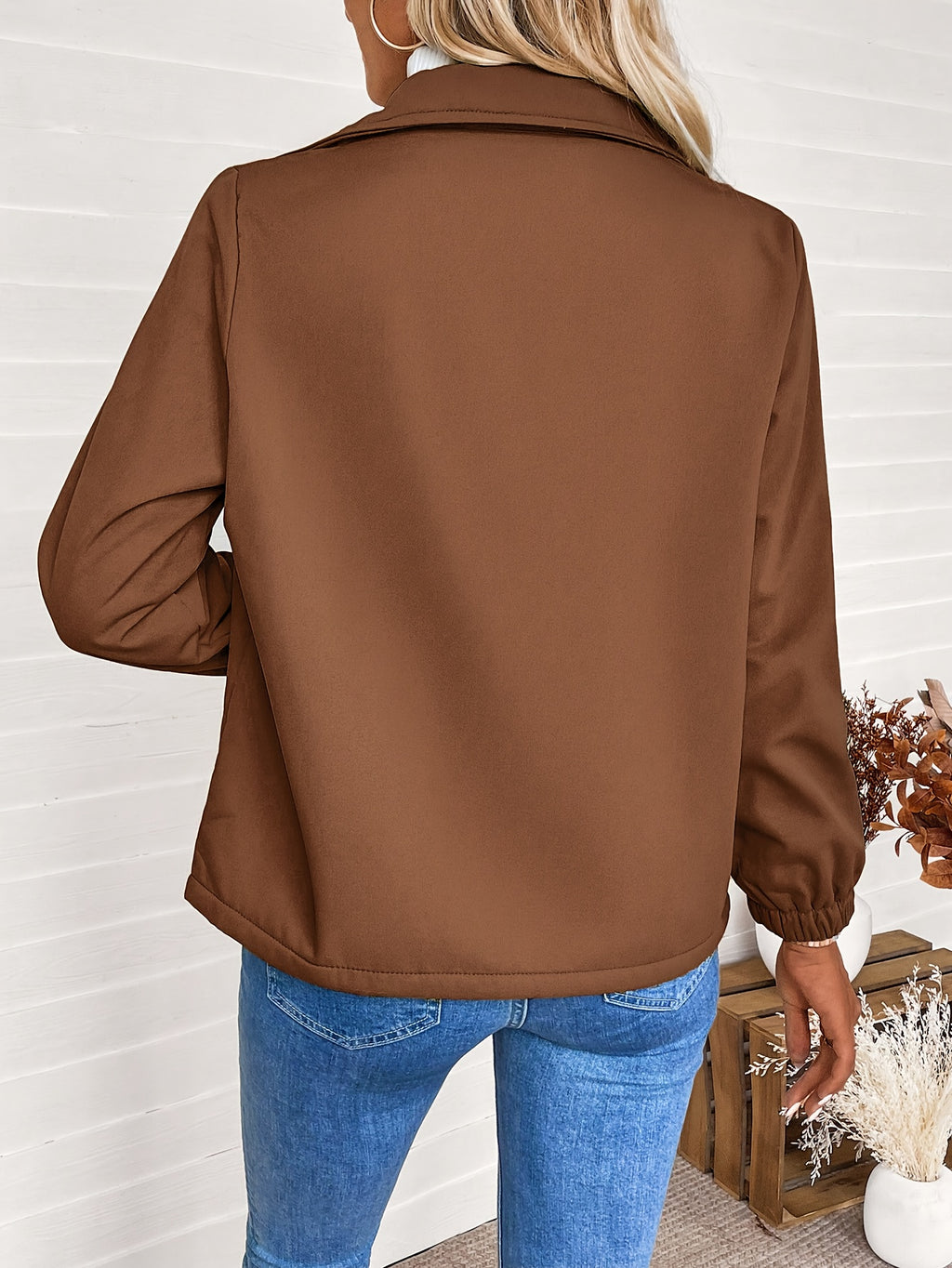 Autumn Winter New Casual Composite Thickened Faux Coat, Fashionable And Warm - Coffee Color