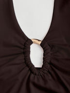 New Spring/Summer Style | Solid Color Halter Top | Slim Fit & Sexy | Elegant & Chic | Suitable for Vacation And Daily Wear - Coffee Brown