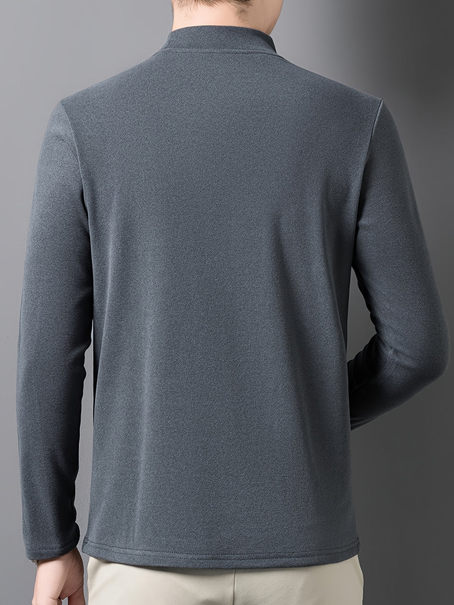 Minimalist Urban Velvet Base Layer for Warmth and Urban Casual Style - Grey