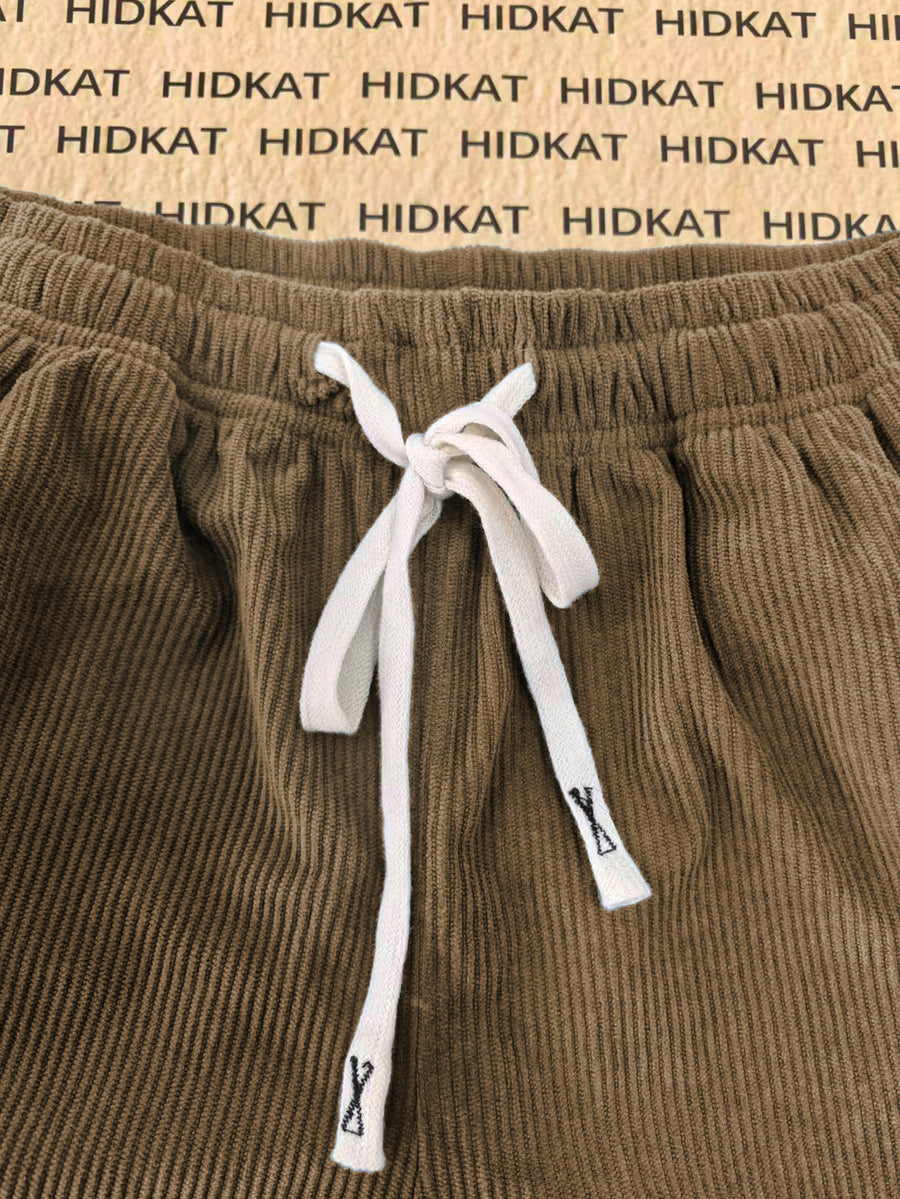 Women'S New Casual Corduroy Shorts, Waist Drawstring, Summer Thin Fashion Shorts Suitable for Daily Leisure, Wear - 【Brown】
